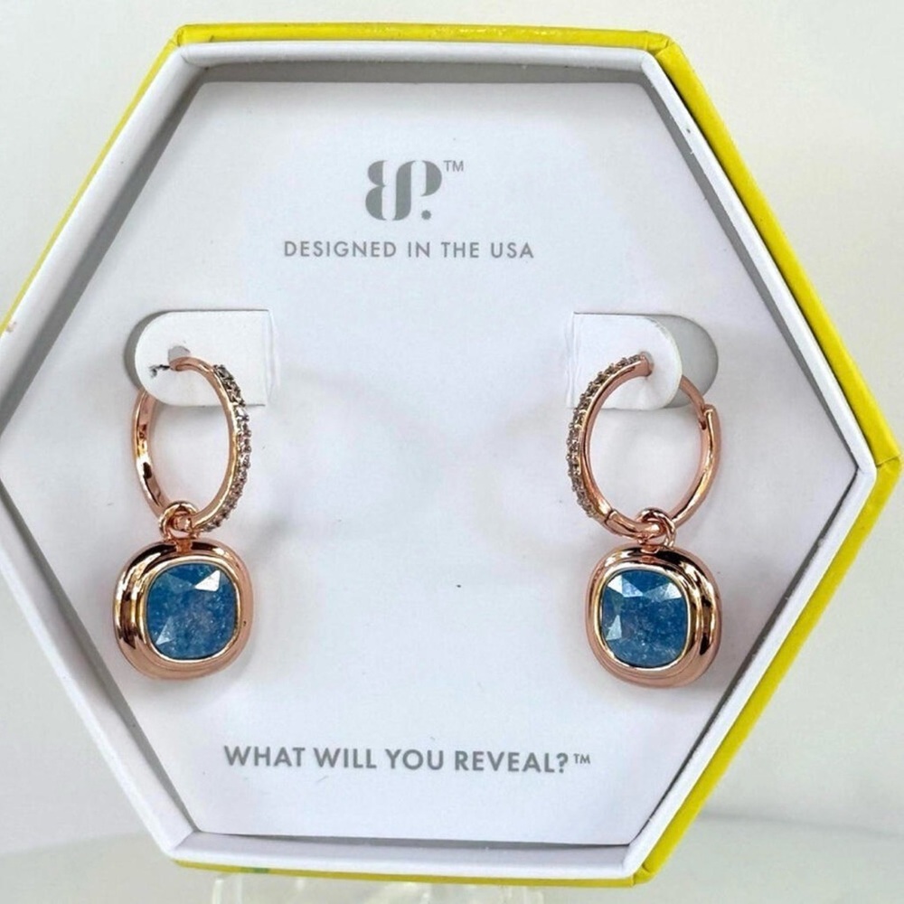 Rose Gold and Blue Ice Crystal Earrings